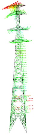 First five mode shapes of transmission tower