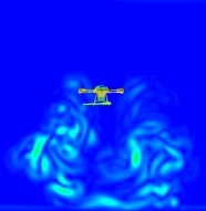 Plot of the change in vorticity at different moments for a velocity of 3 m/s