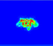 Plot of the change in vorticity at different moments for a velocity of 4 m/s