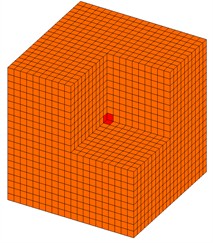 Initial configuration of a viscoelastic damping cell (with the upper right front hidden)