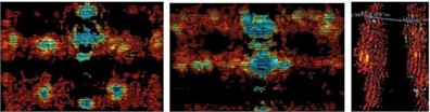 Images of experimentally collected data at different distances from the field model (left middle  right indicates the distance between the front, back, and front and rear panels, respectively)