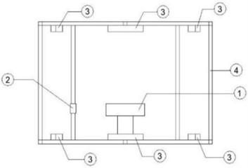 Schematic diagram of the measuring stand. Note: 1) denotes the sonar station, 2) denotes the sounder, 3) is the float, 4) is the bracket