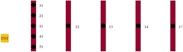 Observation point distribution of supporting columns