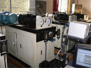 The test bench and the schematic diagram of the radial loadings