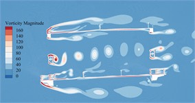 Vorticity distributions around the trusses beam under different wind angles  of attack during completion state