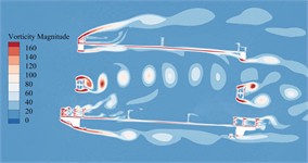 Vorticity distributions around the trusses beam under different wind angles  of attack during completion state