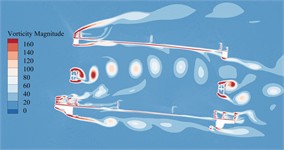 Vorticity distributions around the trusses beam under different wind angles  of attack during completion state