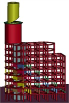 Actual collapse process and numerical calculation  of collapse process of demolition of Unicom building