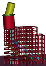 Actual collapse process and numerical calculation  of collapse process of demolition of Unicom building