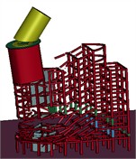 Actual collapse process and numerical calculation  of collapse process of demolition of Unicom building