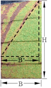 Schematic diagram for determining the critical width-height ratio (λ= 81 %, n= 0.5)