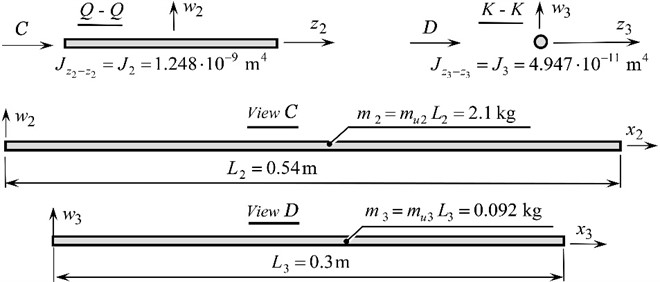 Calculation scheme of a discrete-continuous system with set values  of some inertial, geometric and force parameters