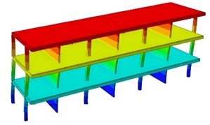 The first order modal vibration shape (4.63 Hz)