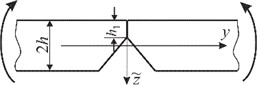 a) The scheme of the plate loading and crack placement and b) the scheme of the crack edge contact