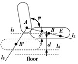 Method for determining the rotation center of a four-bar linkage mechanism with a hinge