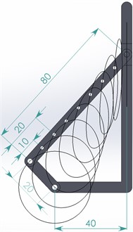 Trajectories of the connecting rod point at different angles β and lengths l2 and l3