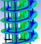 Modal shapes of spiral baffle plate heat exchanger