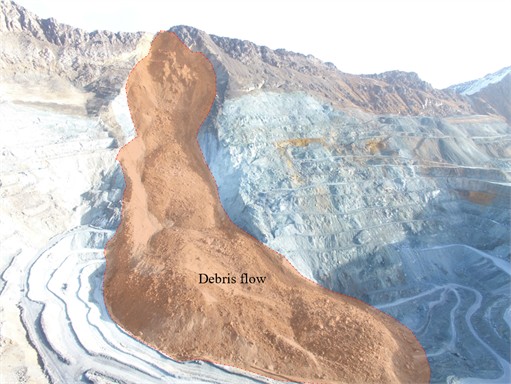 Second stage of debris flow disaster in the mining area