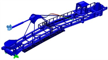 The first 10 natural frequencies of the existing landing boom model and a new pair of lamellas introduced, the cabin mounted in the boom axis moved towards the overflow