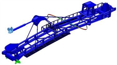 The first 10 natural frequencies of the existing landing boom model and a new pair of lamellas introduced, the cabin mounted in the boom axis moved towards the overflow