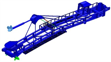 The first 10 natural frequencies of the existing landing boom model and a new pair of lamellas introduced, the cabin mounted in the boom axis moved towards the overflow