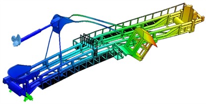 The first 10 natural frequencies of the existing landing boom model