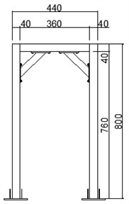 Dimensions of the steel frame model (Unit: mm)
