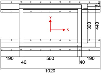 Dimensions of the steel frame model (Unit: mm)