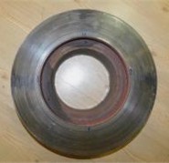 Worked disc sample: a) forward area, b) backward area, c) before cutting BD
