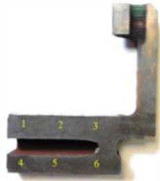 Numbered position of damaged disc for hardness test
