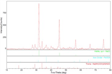 Results of XRD analysis of the materials attached to the outer wall of the tube