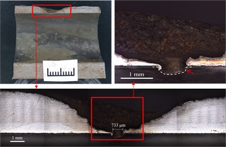 Morphology of longitudinal planing surfaces at perforations