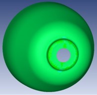 Solid mechanics, a) strain percentage of the forming operation, b) Specimen’s thickness,  c) maximum principal strain, d) minimum principal strain