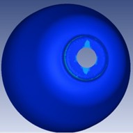 Solid mechanics, a) strain percentage of the forming operation, b) Specimen’s thickness,  c) maximum principal strain, d) minimum principal strain