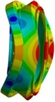 Results of the first three modal shapes of rigid wheel