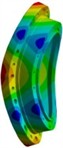 Results of the first three modal shapes of rigid wheel