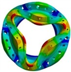 Results of the first three modal shapes of rigid wheel