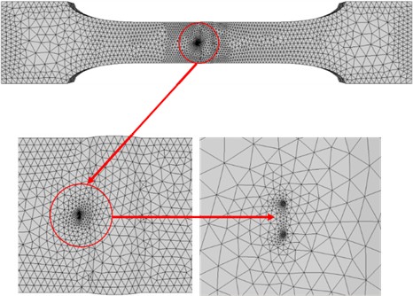 Initial crack insertion and mesh re-meshing
