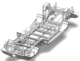 Structural composition of supporting frame of fishing boat