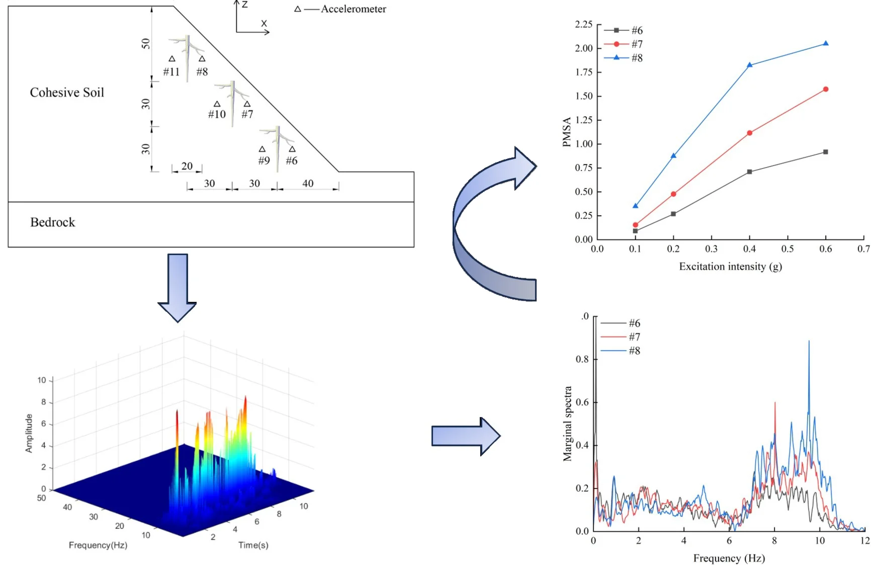 Energy analysis of living stumps slope based on Hilbert-Huang Transform and marginal spectrum