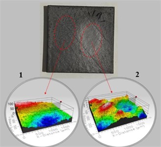 Specimen wear and non-wear zone surface topography images