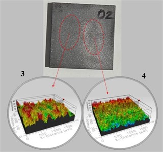 Specimen wear and non-wear zone surface topography images