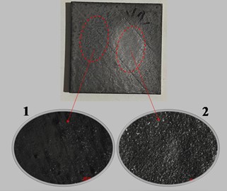 Specimen wear and non-wear zone macroscope image