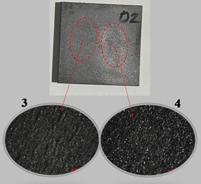 Specimen wear and non-wear zone macroscope image