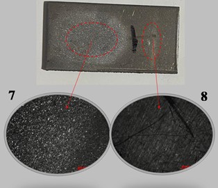 Specimen wear and non-wear zone macroscope image