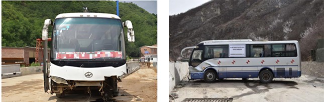 Post-collision damage characteristics of guardrails and vehicles
