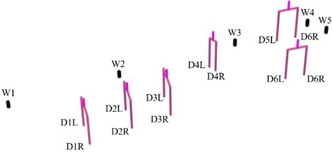 Working shaft and bridge pile foundation model along with their spatial relationship