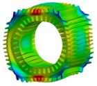 Main modal shapes and corresponding frequencies of the stator with housing