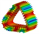 Main modal shapes and corresponding frequencies of the stator with housing