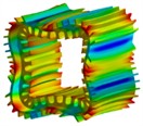 Main modal shapes and corresponding frequencies of the stator with housing